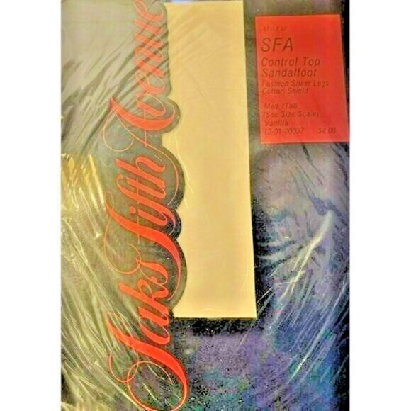 Womens Saks Fifth Avenue Vanilla Pantyhose Sz Med/Tall 37 Sheer Control New - Picture 5 of 5